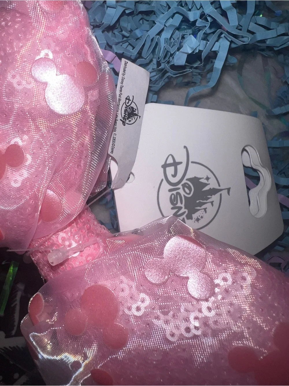 NWT! Authentic Disney Parks 2025 Pink Mickey Icon Organza Sequin Bow Minnie Ears